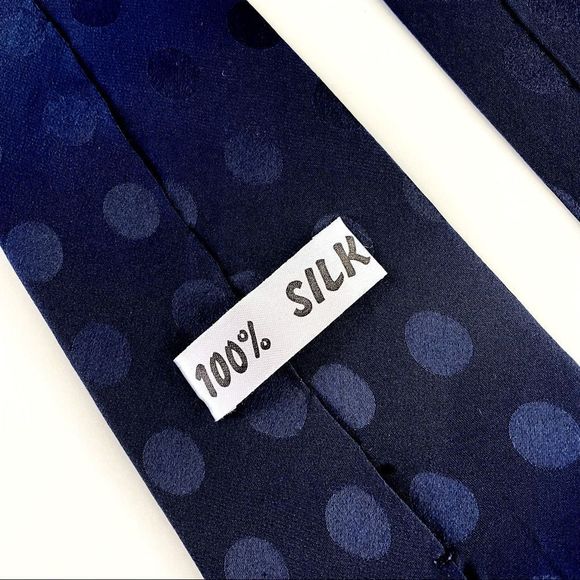 Men’s Silk Neck Tie, Deep Royal Indigo Blue Shiny Contrasting Polka Dots… - Picture 2 of 4